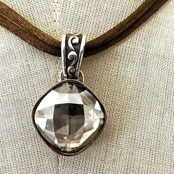 Brighton Venus Rising Taupe Champagne Swarovski Crystal Brown Satin Necklace - Picture 2 of 9